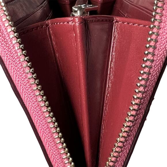 Coach Pink Accordion Zip Wallet In Signature Leather - Picture 8 of 12